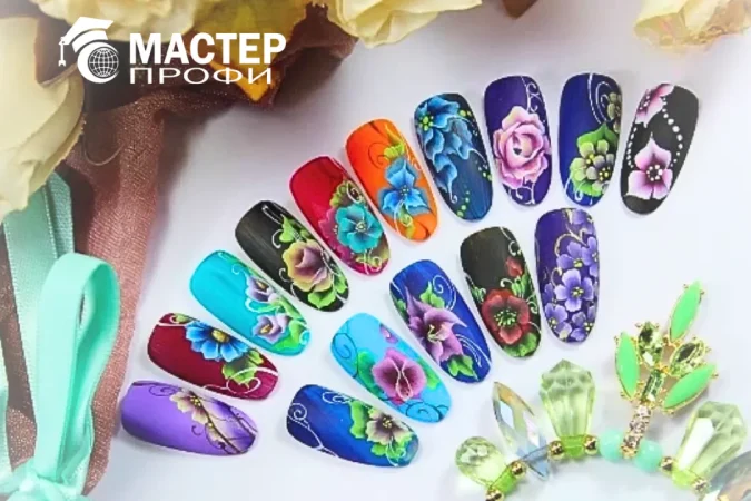 китайская,роспись,ногтей,на ногтях,пошагово,one stroke